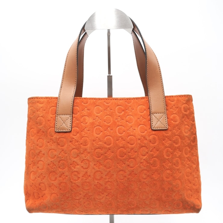 CELINE(セリーヌ)Cマカダム ヴィンテージ トートバッグ ハンドバッグ オレンジ スエード レザー ゴールド金具 MC99/2 レディース【中古】
