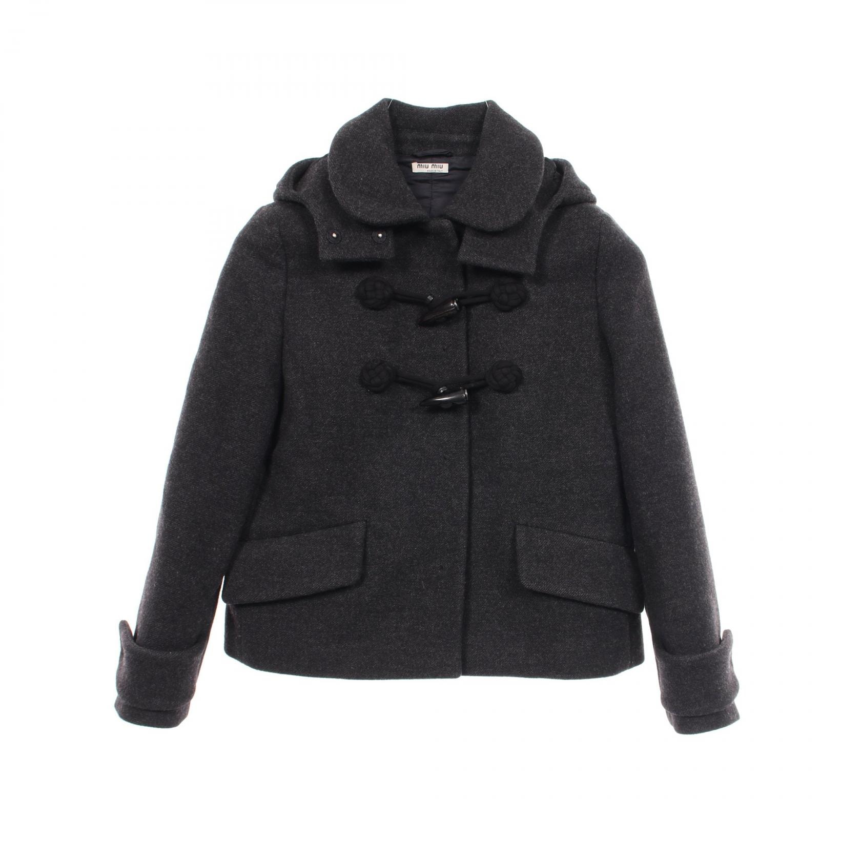 ミュウ ミュウ Miu Miu ショート ダッフルコート 衣料品 アウター ウール レディース グレー系 ML359 【中古】