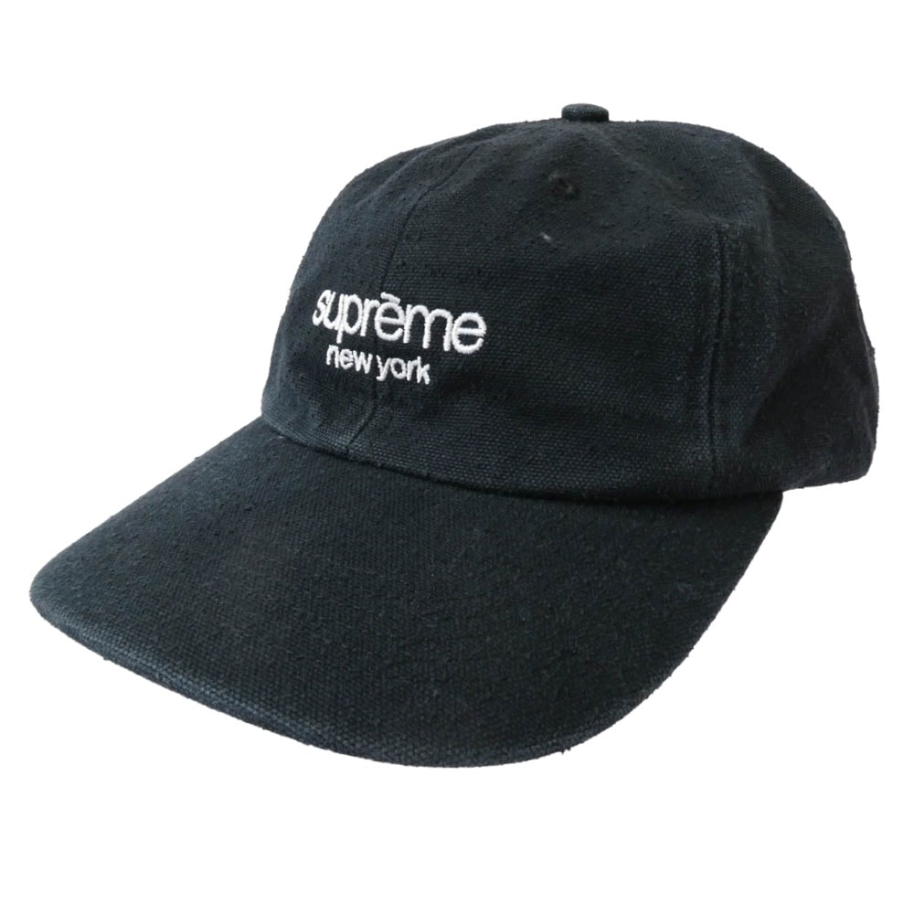 Supreme シュプリーム キャップ 18AW Napped Canvas Classic Logo 6-Panel キャンバス クラシックロゴ 6パネル キャップ 帽子 ブラック系【中古】