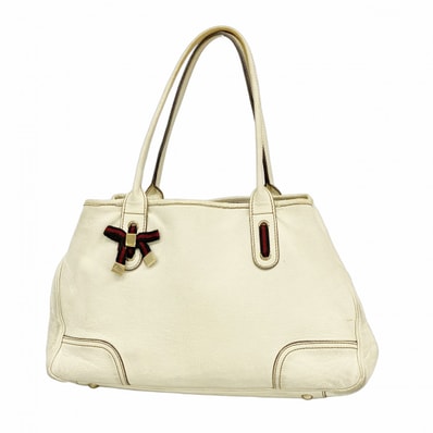 【6dc3133-k】グッチ トートバッグ プリンシー 163805 レザー ホワイト ゴールド金具【中古】レディース