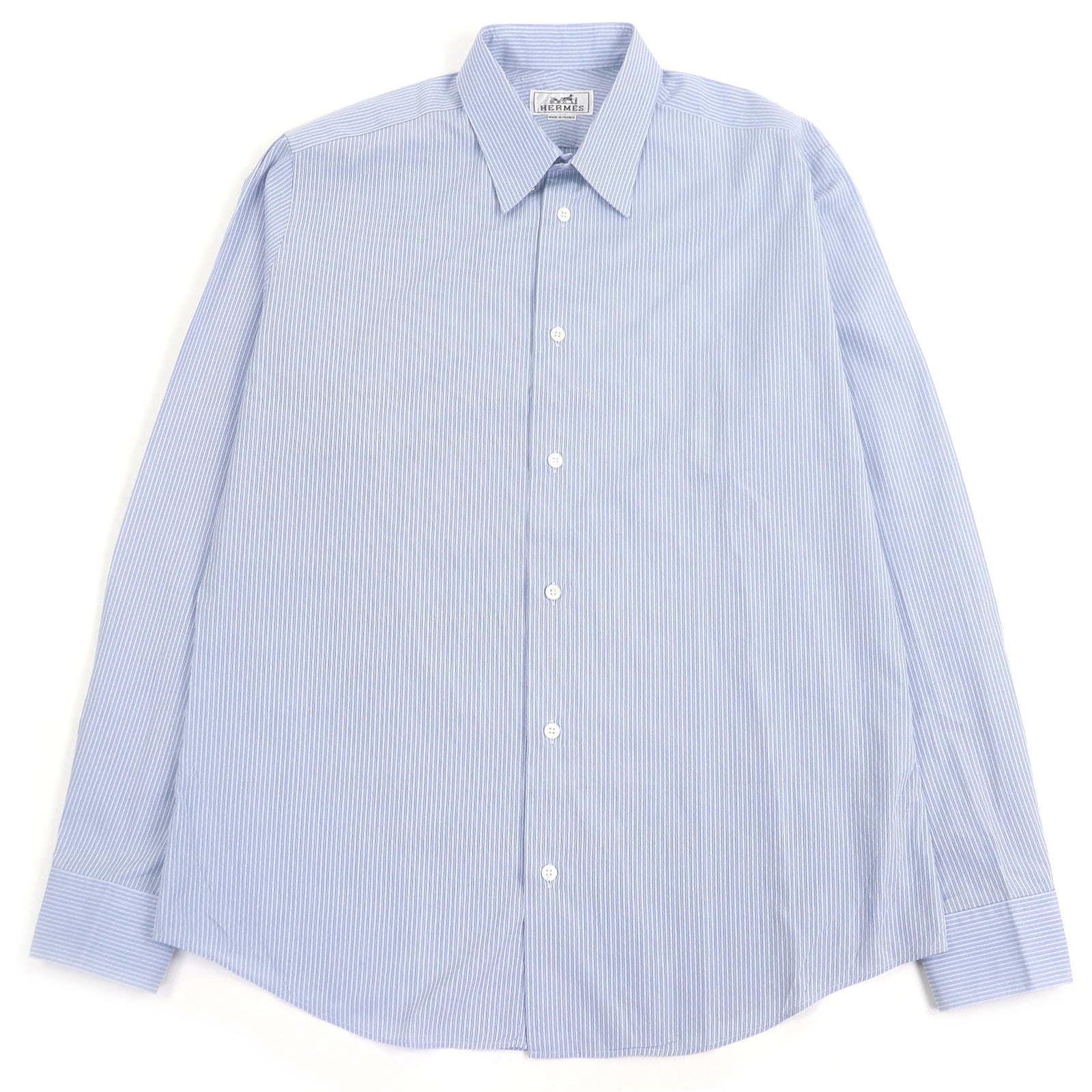 極美品 エルメス 長袖シャツ ブルー メンズ 41