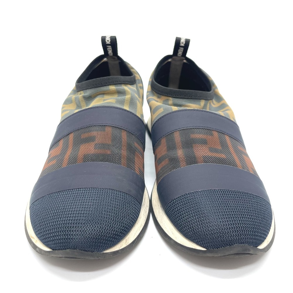フェンディ FENDI ズッカ FF スポーツ スニーカー メッシュ ブラウン×ネイビー
