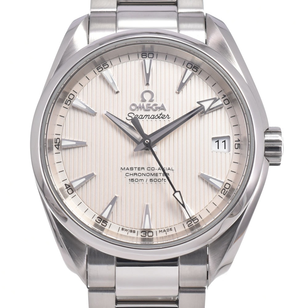 オメガ OMEGA 231.10.39.21.02.002 シーマスター アクアテラ デイト シルバー 自動巻き メンズ 美品 保証書付き 腕時計 K#150036