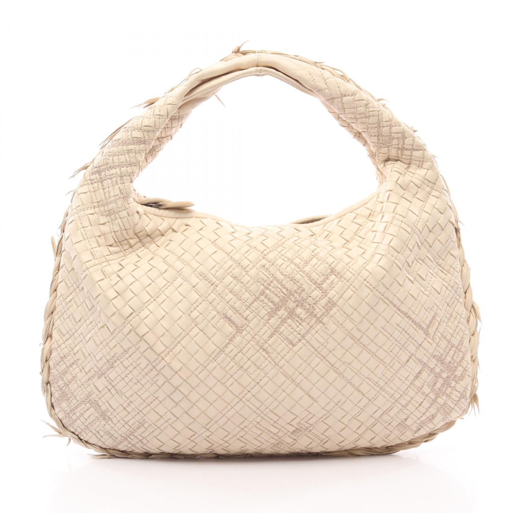 ボッテガヴェネタ BOTTEGA VENETA イントレチャート ハンドバッグ バッグ レザー レディース アイボリー系 【中古】