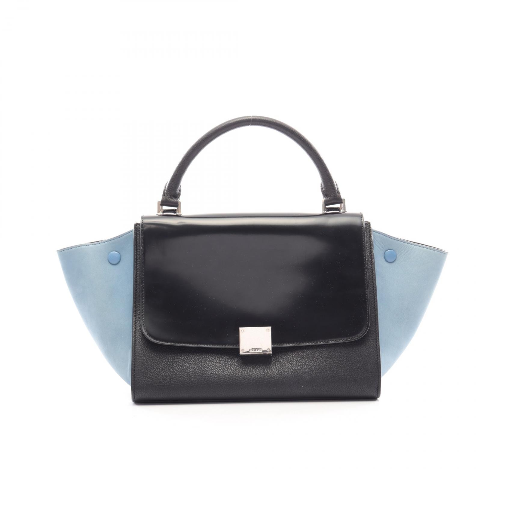 セリーヌ CELINE トラペーズ スモール ハンドバッグ バッグ レザー レザー レディース ブラック系 / ブルー系 174683 【中古】