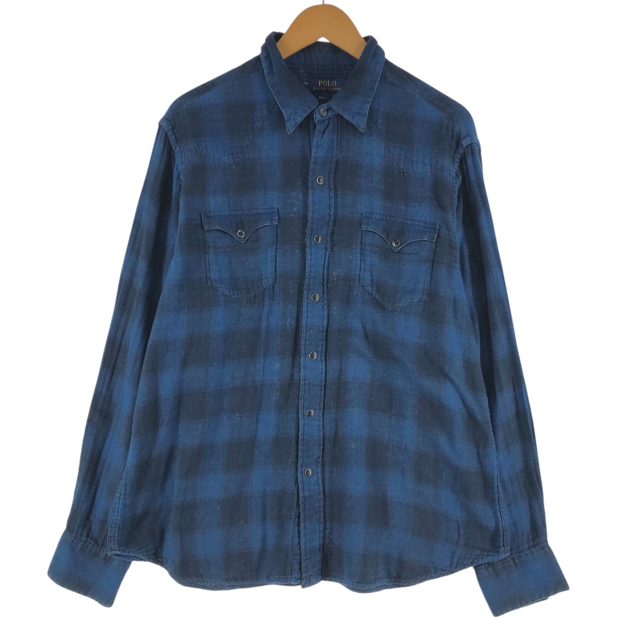 古着 ラルフローレン Ralph Lauren POLO RALPH LAUREN オンブレチェック 長袖 ウエスタンネルチェックシャツ メンズXL相当/eaa526624