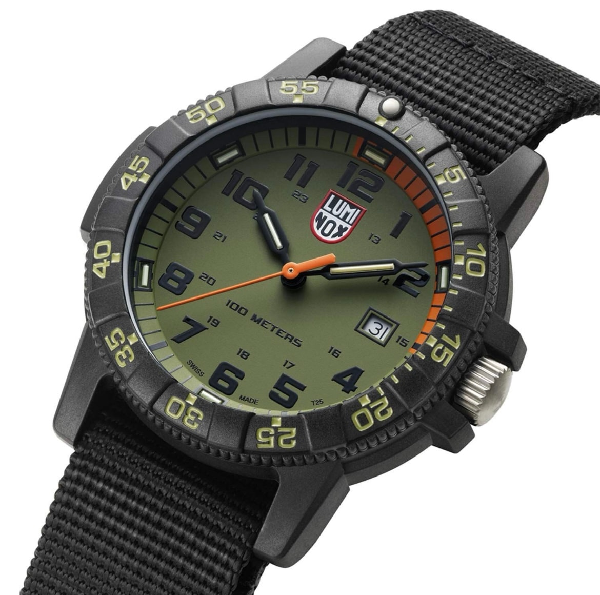 LUMINOX ルミノックス アナログ腕時計 ミリタリー オリーブ文字盤 ナイロンベルト 100M防水