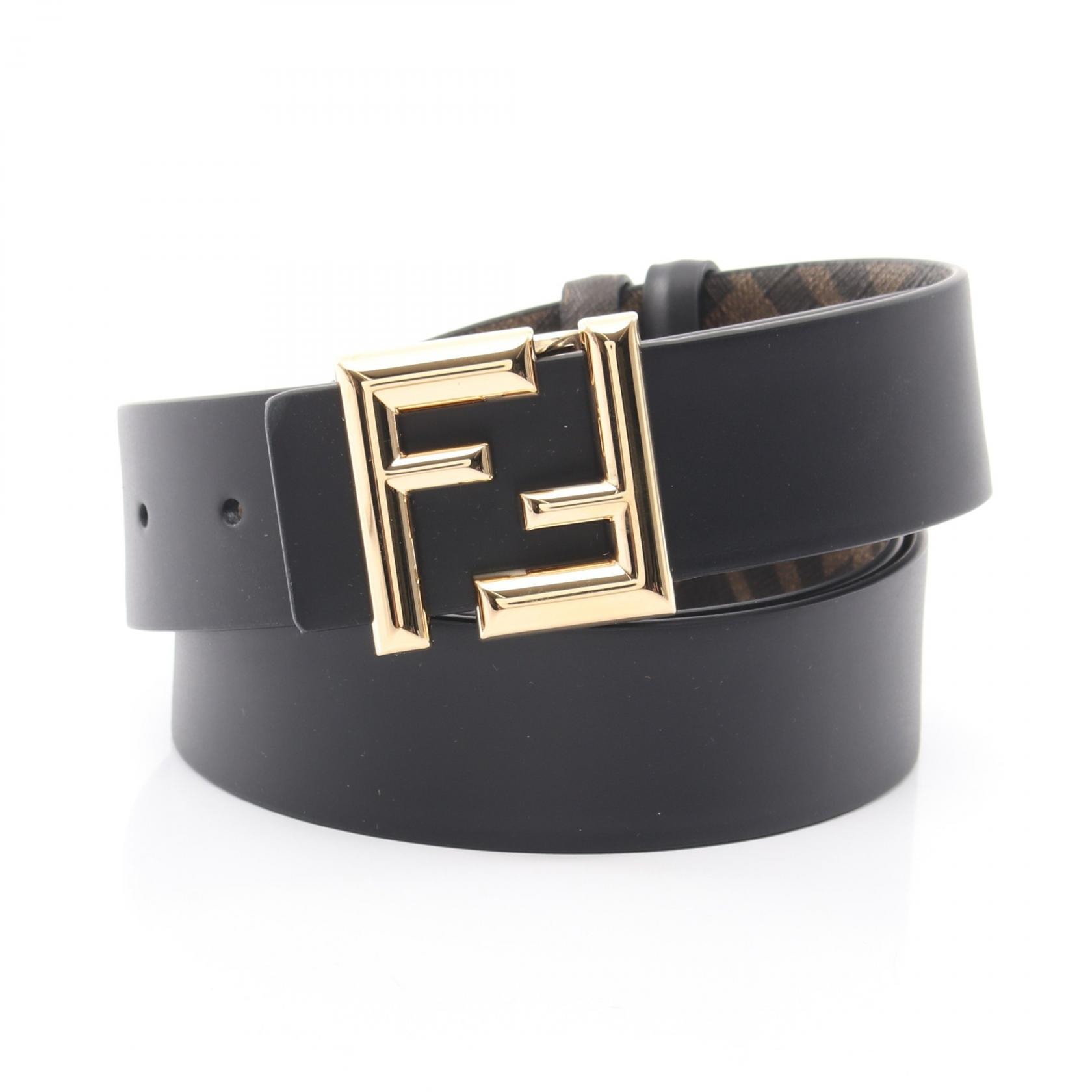 フェンディ FENDI ラウンド FFベルト ズッカ リバーシブル ベルト 衣料品 レザー PVC メンズ ブラック系 / ブラウン系 7C0488AFF2F1A94100 【新品】