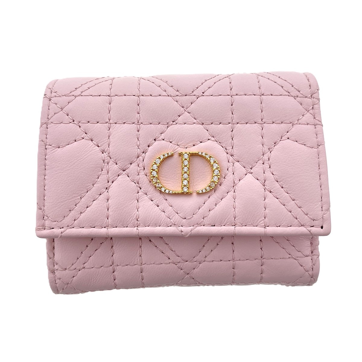 Dior ディオール 【日本限定】Dior Caro Hibiscus Lジップウォレット 三つ折り財布 S4207UJNH ラムスキン ピンク  レディース【中古】