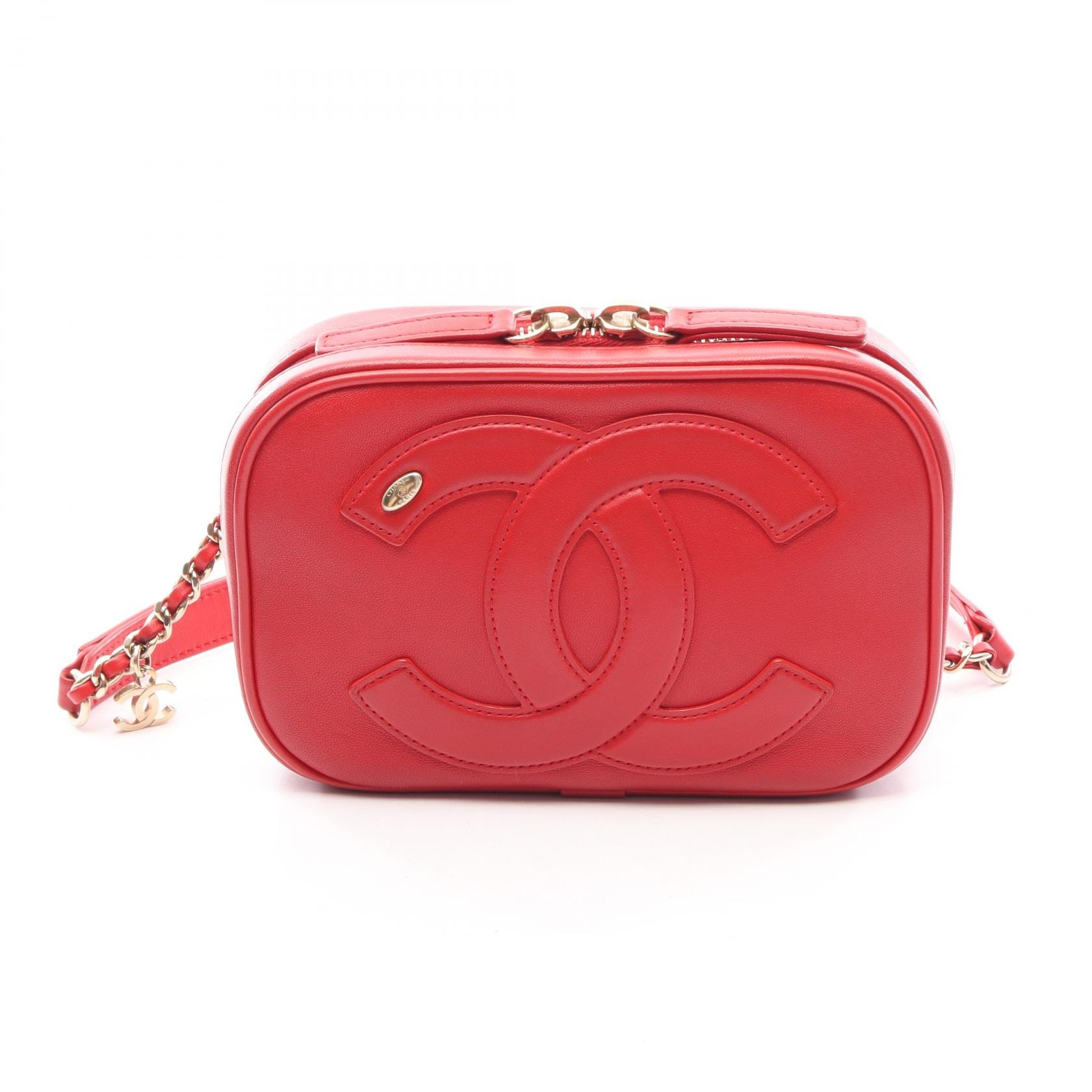 シャネル CHANEL ココマーク チェーン ウエストバッグ バッグ レザー レディース レッド系 【中古】