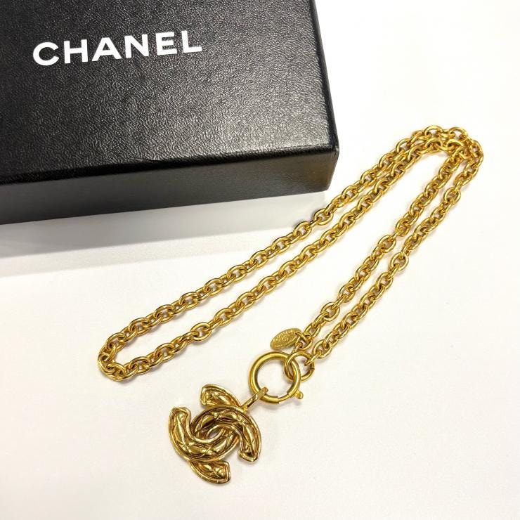 シャネル CHANEL マトラッセ ヴィンテージ ココマーク ネックレス GP ゴールド【鑑定済み】正規品