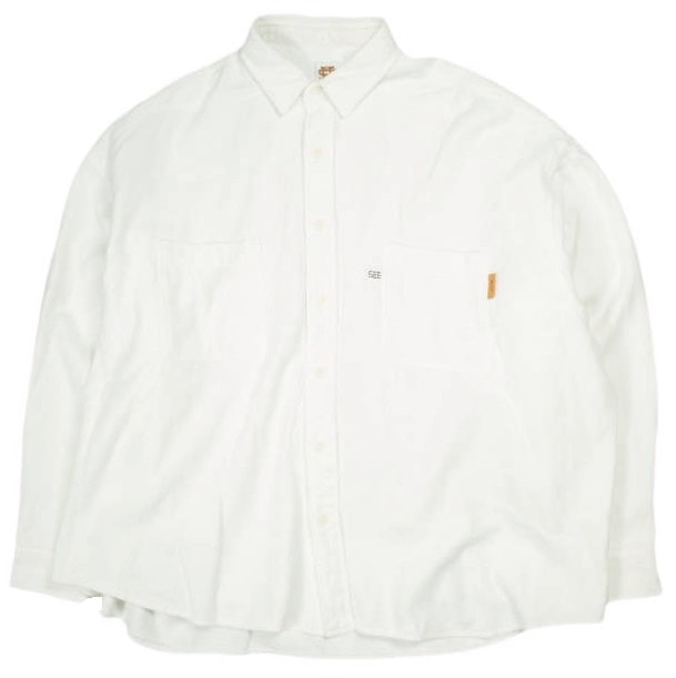 SEE SEE x URBS シーシー URBAN RESEARCH BUYERS SELECT アーバンリサーチ 25AW 別注 日本製 BIG SHIRT WASHED NEL ウォッシュドフランネル ビッグシャツ L WHITE 長袖 トップス