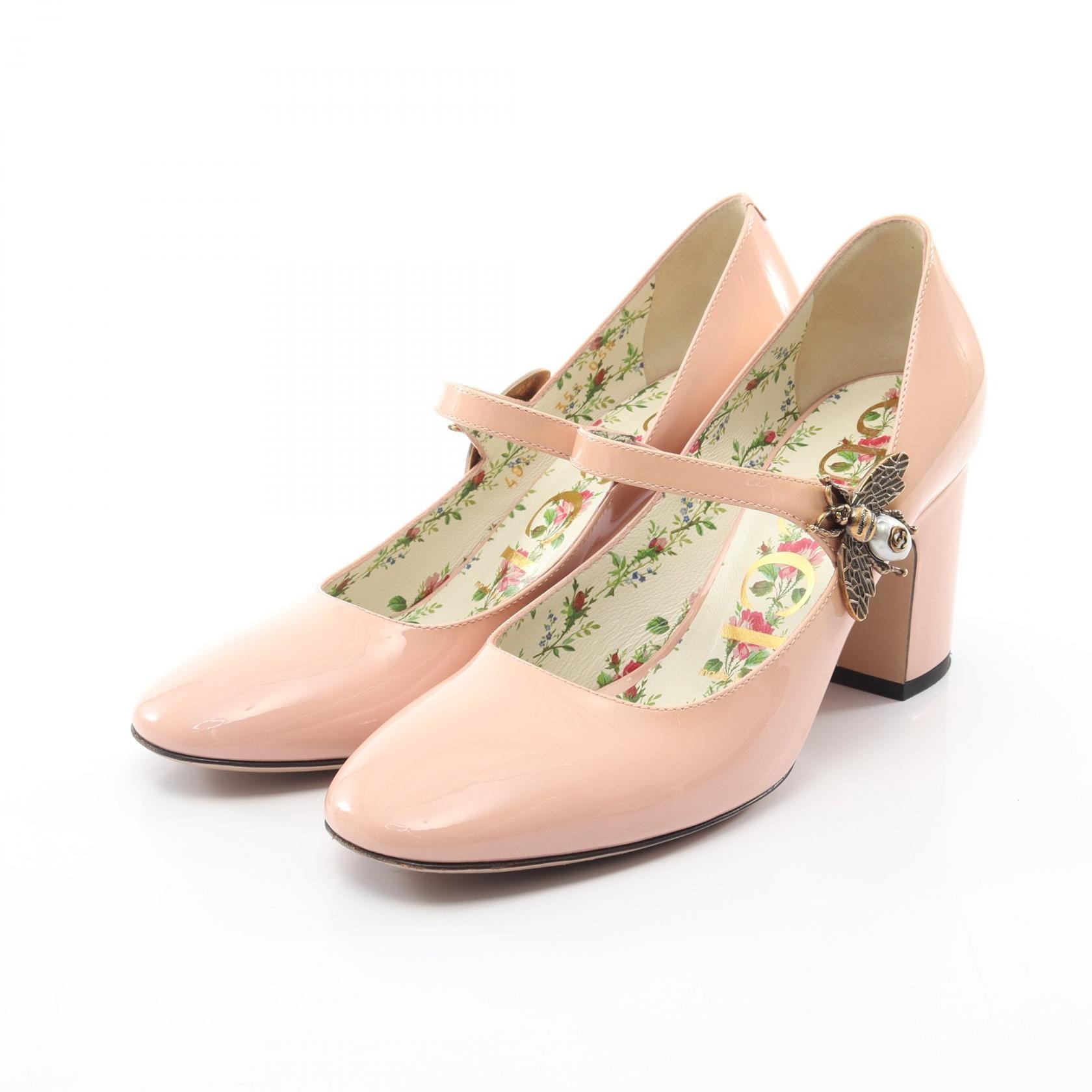 グッチ GUCCI Louis Bee Mary Jane Pumps パンプス 靴 パテントレザー レディース ピンク系 481177 【中古】