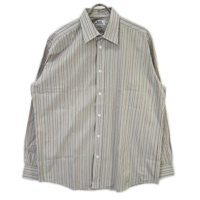 エルメス 【美品】ストライプ セリエボタン 長袖シャツ 41/16