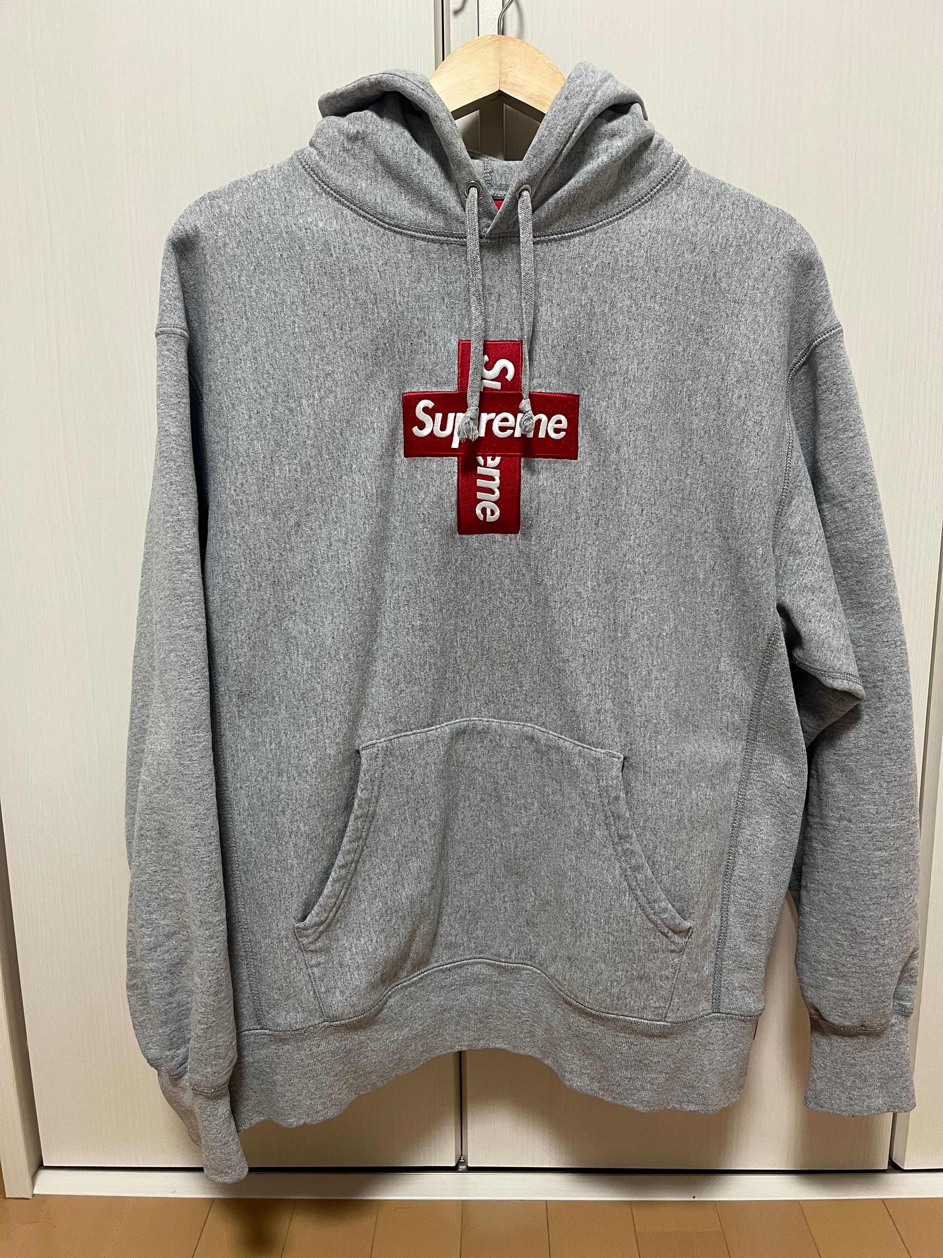 Supreme Cross Box Logo Hooded Sweatshirt "Grey"