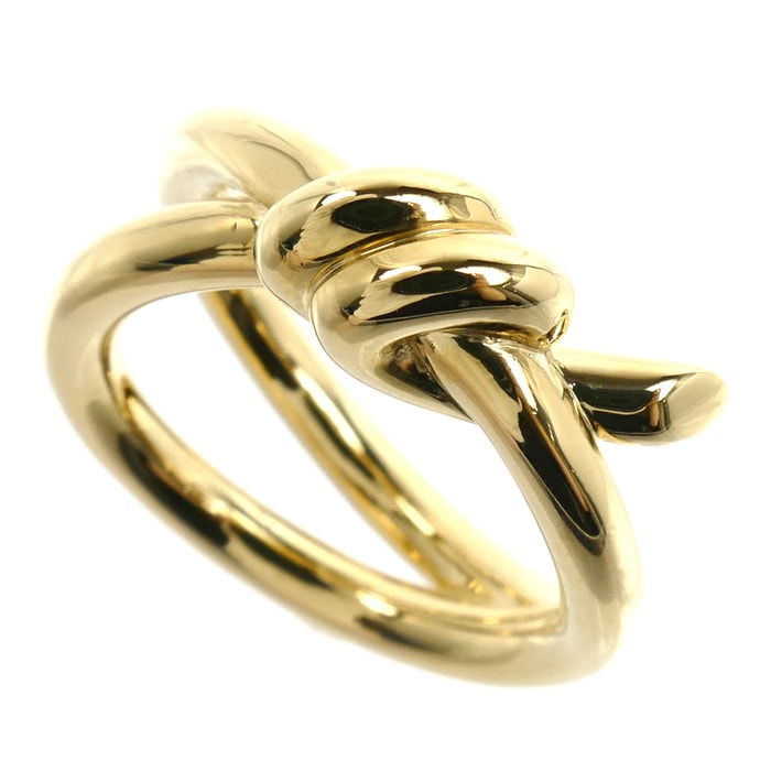 TIFFANY&Co. ティファニー K18YG イエローゴールド ノット ダブル ロウ  リング・指輪 9号 10.9g レディース【中古】【美品】