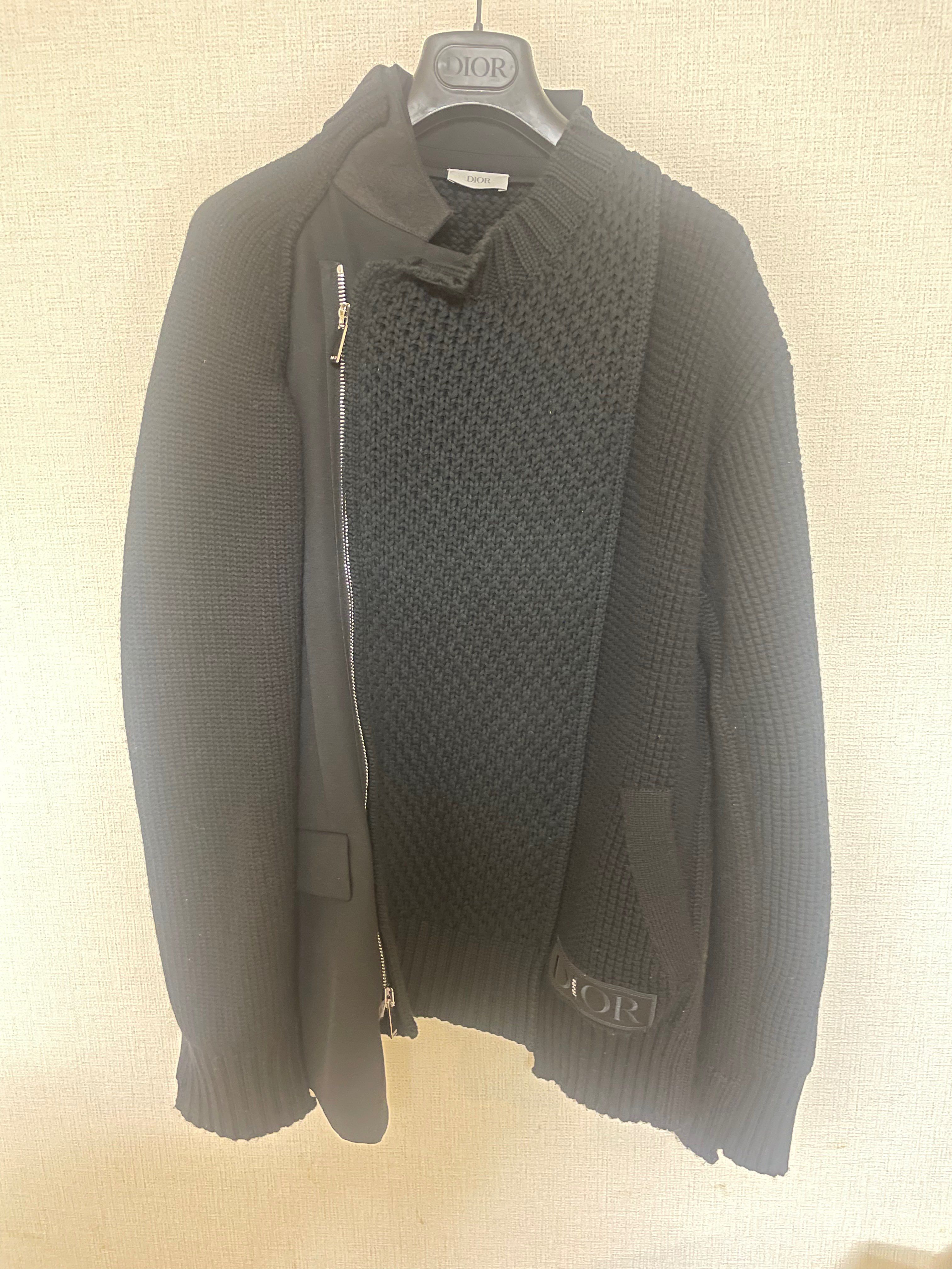 Dior x Sacai Knit Hybrid Jacket Technical Wool Cotton Cashmere "Black"