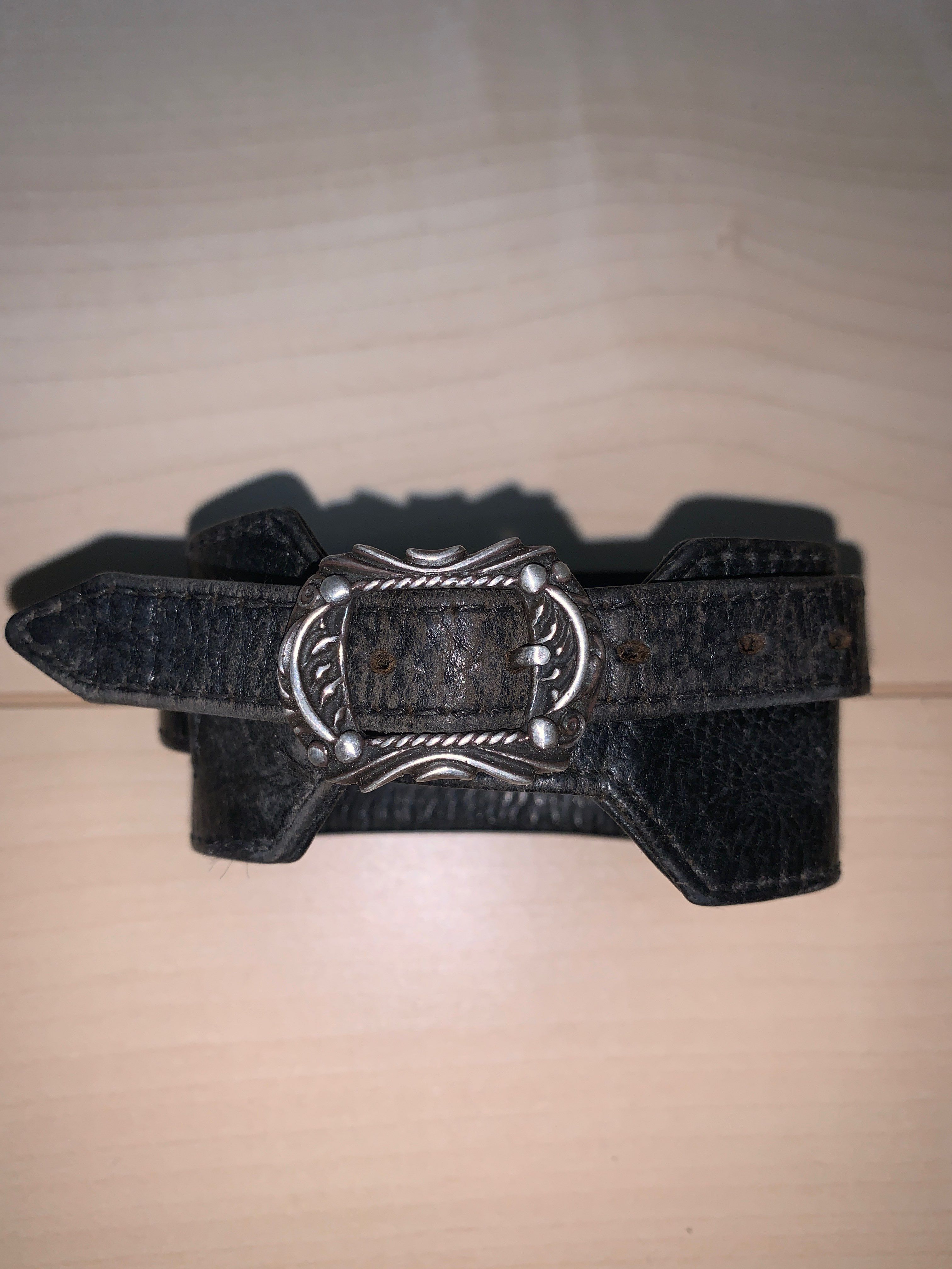 Chrome Hearts RR Tiny Buckle Leather Bracelet "Black/Silver"