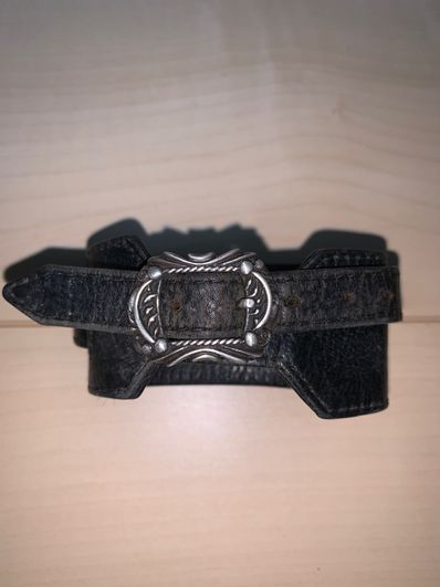 Chrome Hearts RR Tiny Buckle Leather Bracelet "Black/Silver"
