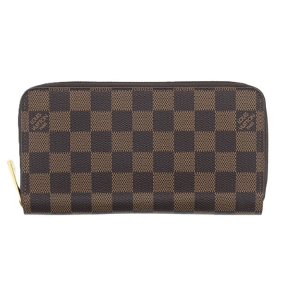 【値下げ】LOUIS VUITTON ルイ・ヴィトン ジッピー ウォレット ダミエ エベヌ 長財布 N41661 ダミエキャンバス ブラウン レディース【中古】