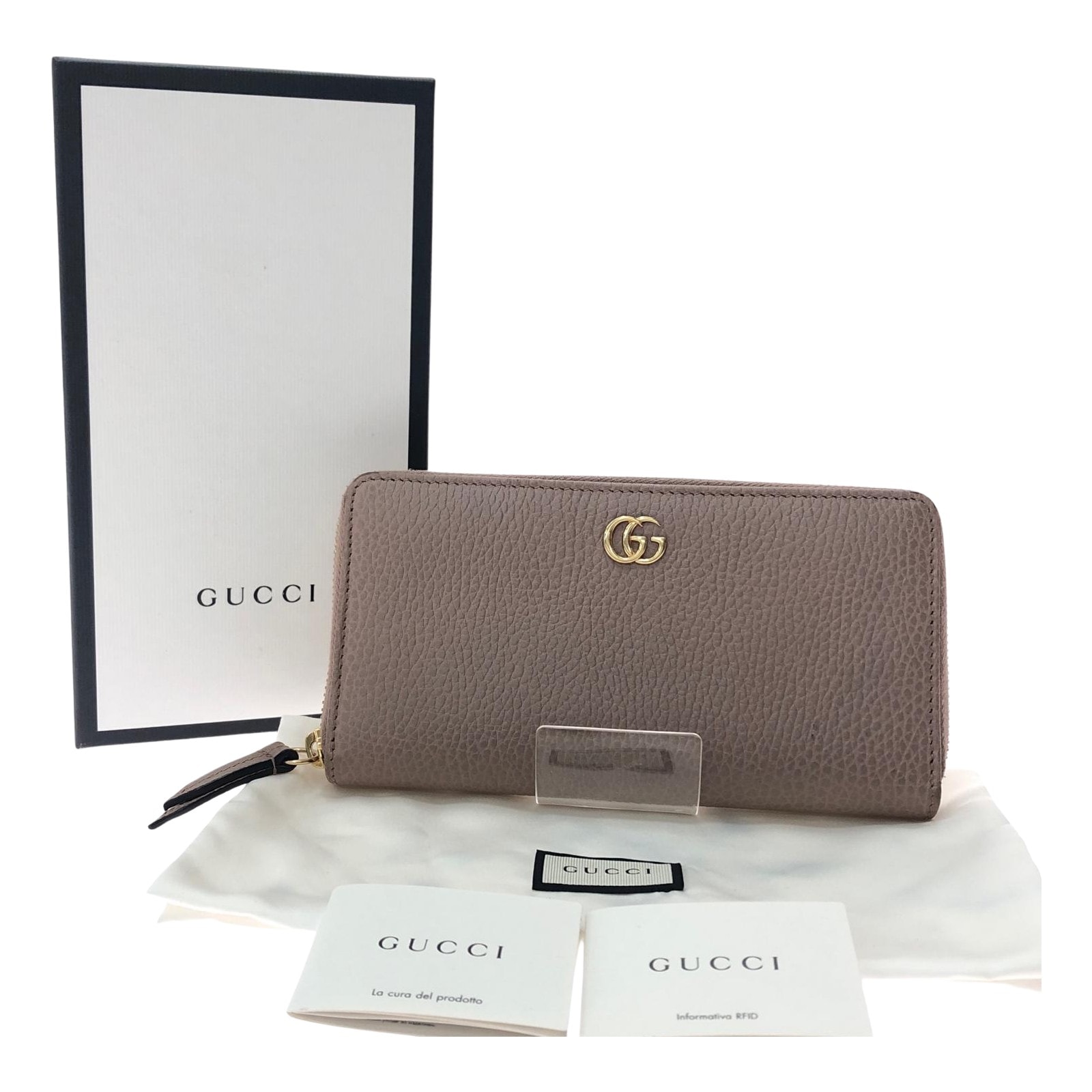 ▼▼GUCCI グッチ レディース 長財布 ジップアラウンドウォレット プチマーモント ゴールド金具 GGマーク 456117 ピンクベージュ