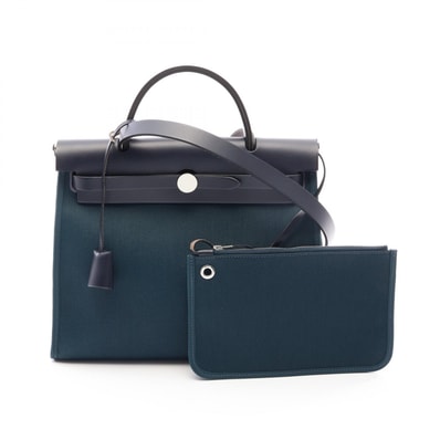 エルメス HERMES エールバッグジップPM ヴェールシプレス ブルーインディゴ 2WAY ハンドバッグ バッグ トワルミリタリー / ヴァッシュハンター トワルミリタリー Y刻印(2020年製造) レディース グリーン系 /