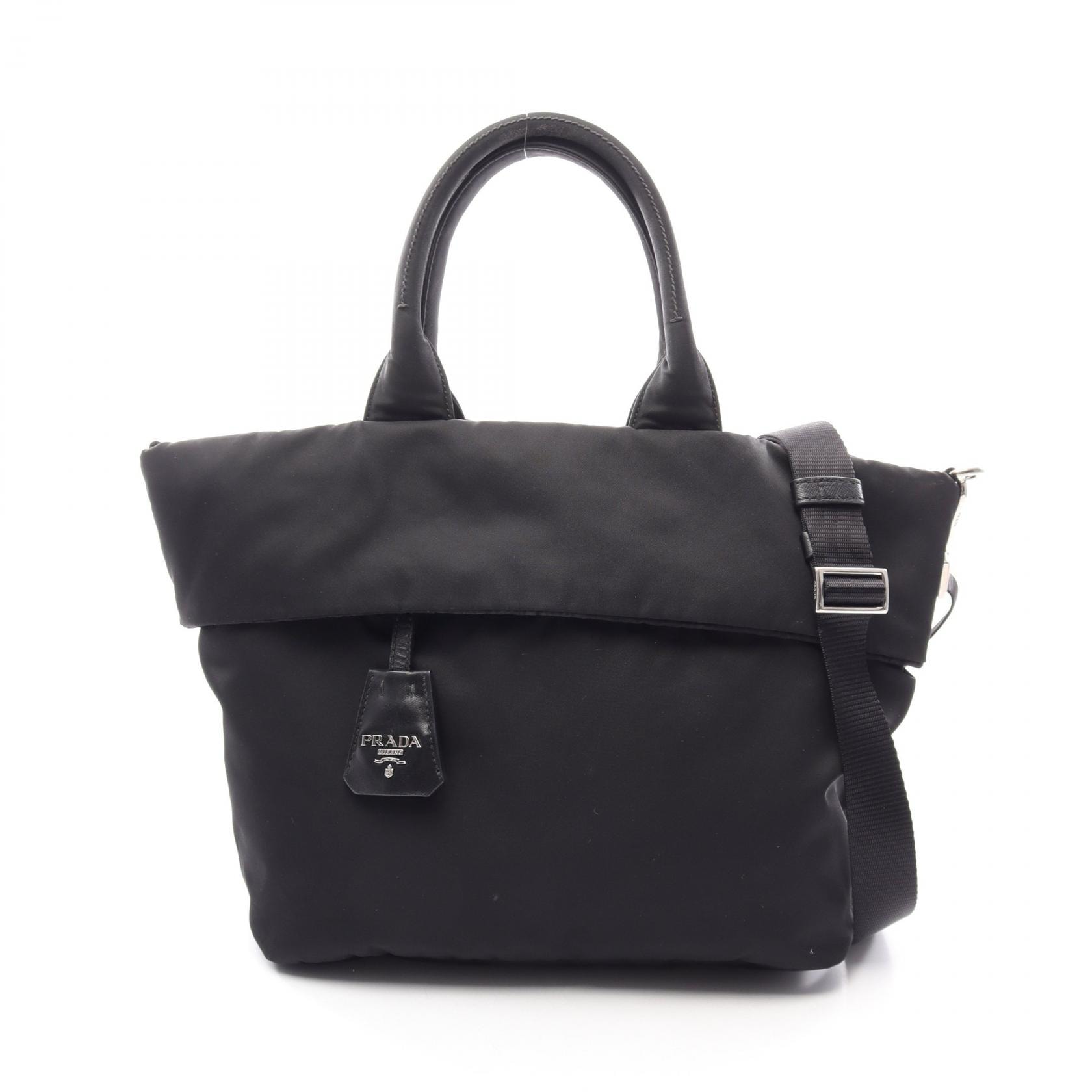 プラダ PRADA リバーシブル 2WAY ハンドバッグ バッグ ナイロン レディース ブラック系 【中古】