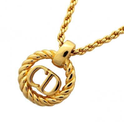 【6jdb0104-k】クリスチャンディオール ネックレス CDロゴ GPメッキ ゴールド【中古】レディース