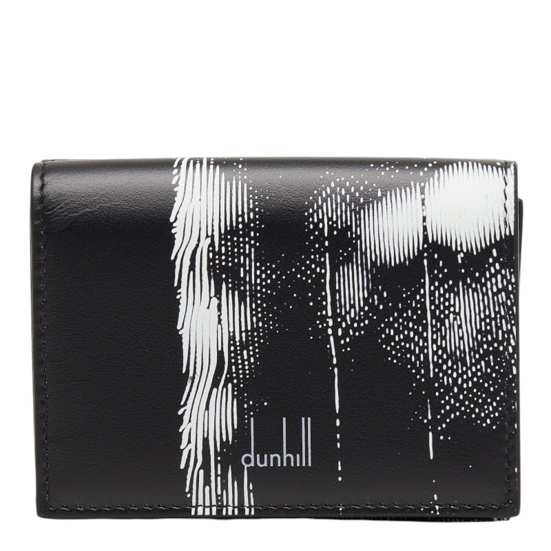 ダンヒル ロゴ 三つ折り財布 ウォレット 折畳み財布 ブラック ホワイト レザー メンズ Dunhill 【中古】