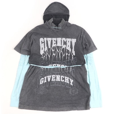 美品 ジバンシィ
長袖Tシャツ Overlapped Embroidered Tee チャコール メンズ L BM71FK3YBT