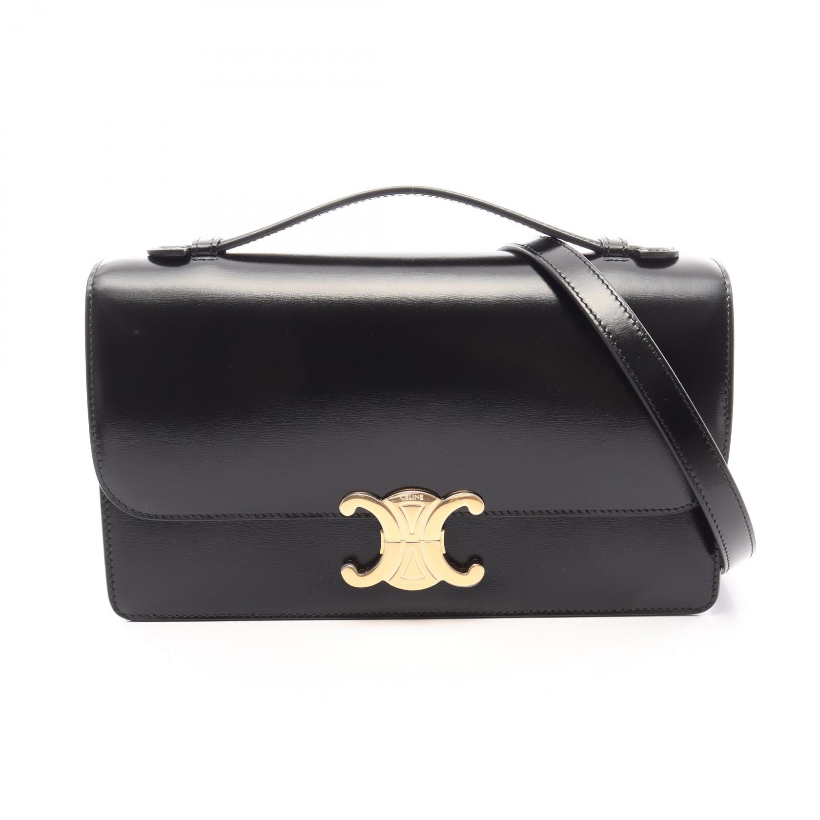 セリーヌ CELINE トリオンフ ミディアム 2WAY ハンドバッグ バッグ レザー レディース ブラック系 L102U3D8238NO 【新品】