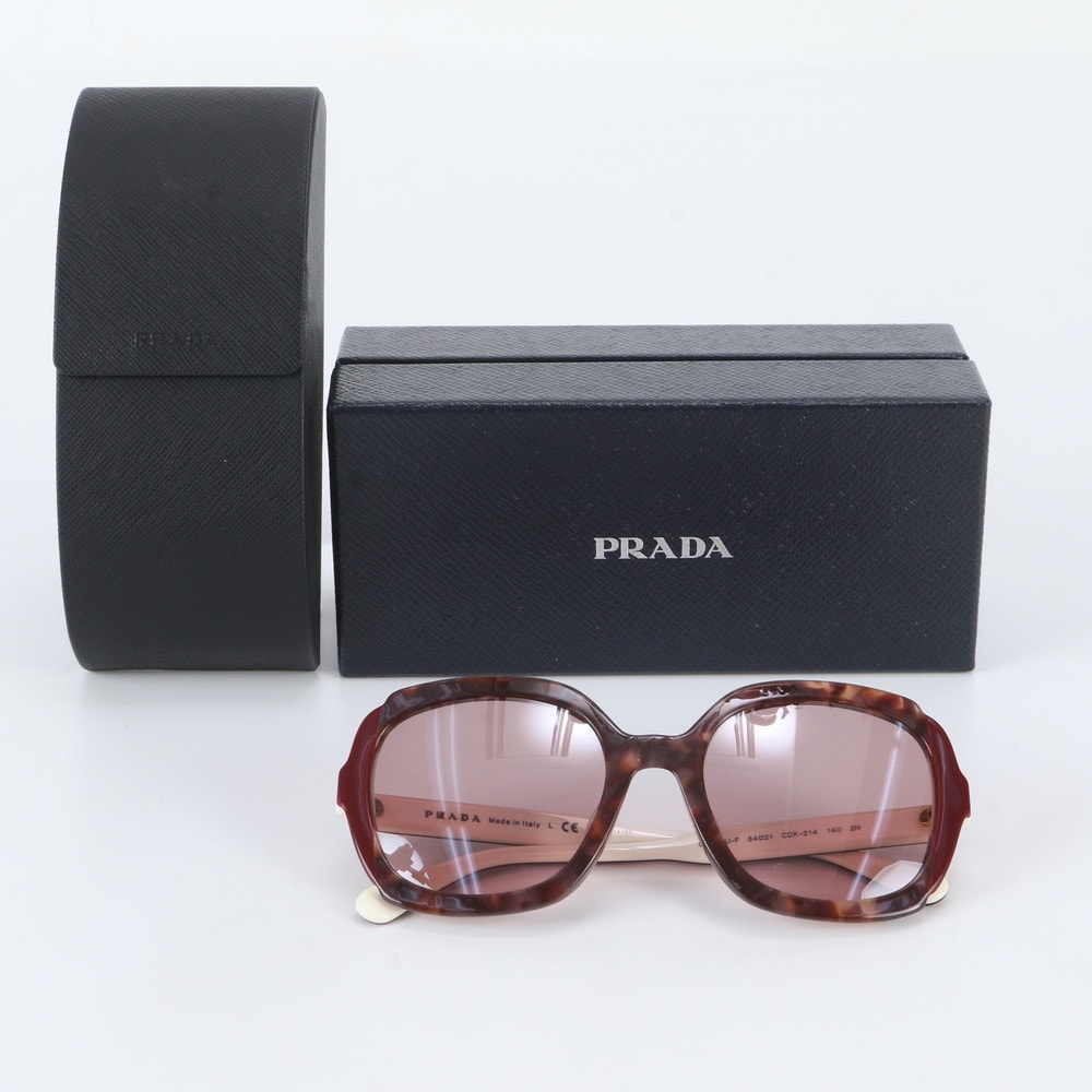 ■美品 プラダ 54□21 アイウェア ワインレッド SPR 16U-F