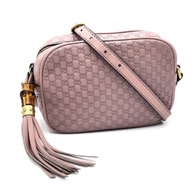 GUCCI(グッチ)マイクログッチシマ バンブータッセル ショルダーバッグ ヴィンテージ ピンク レザー レディース 309538【中古】
