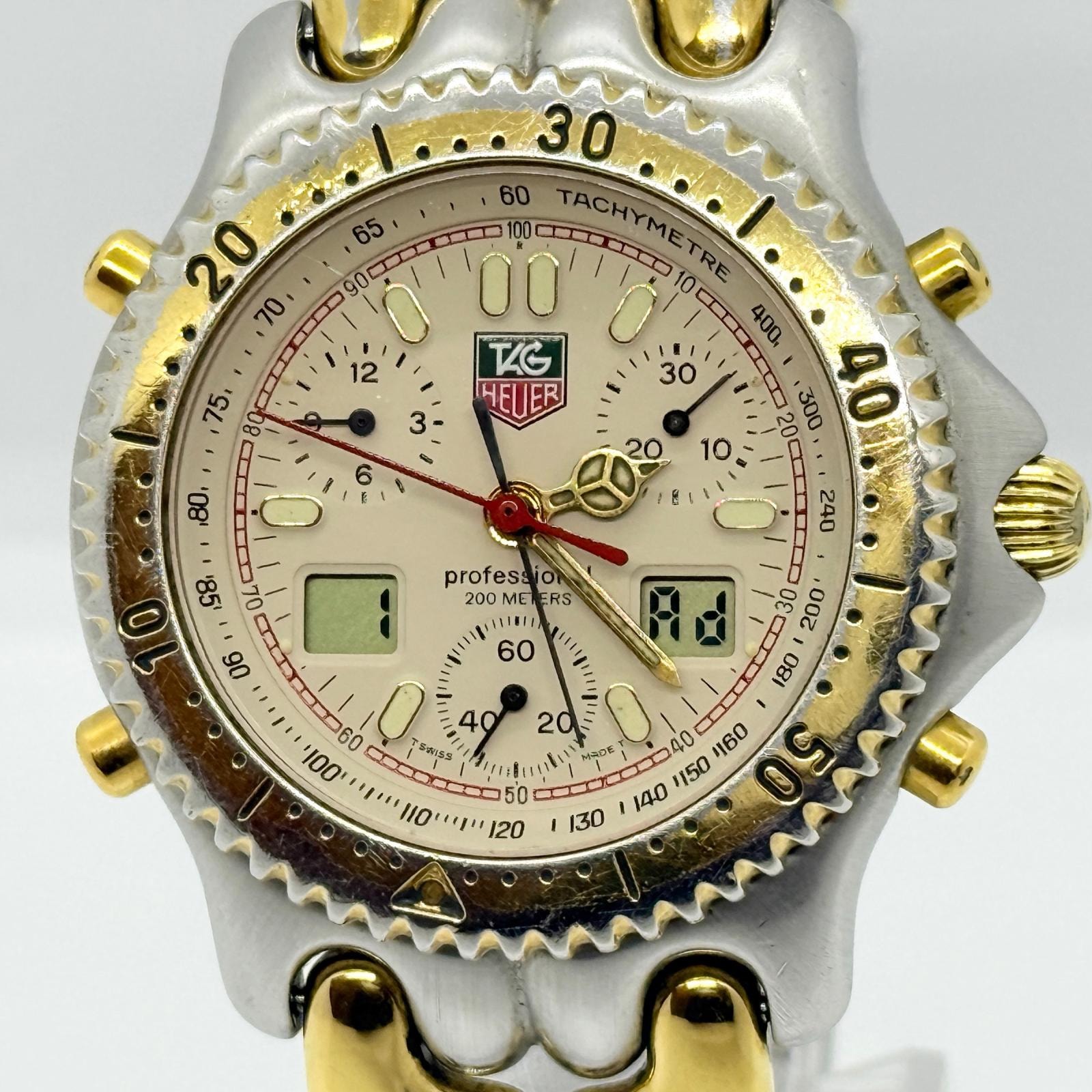 TAG HEUER タグホイヤー プロフェッショナル 200m セル CG1123-0 ベージュ QZ メンズ 腕時計 稼働品