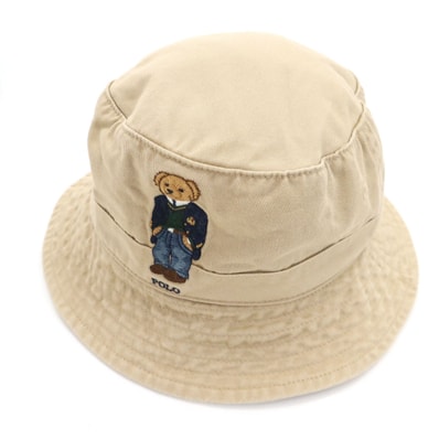 POLO RALPH LAUREN ポロラルフローレン ポロベア刺繍 バケット ハット S-M ベージュ 帽子