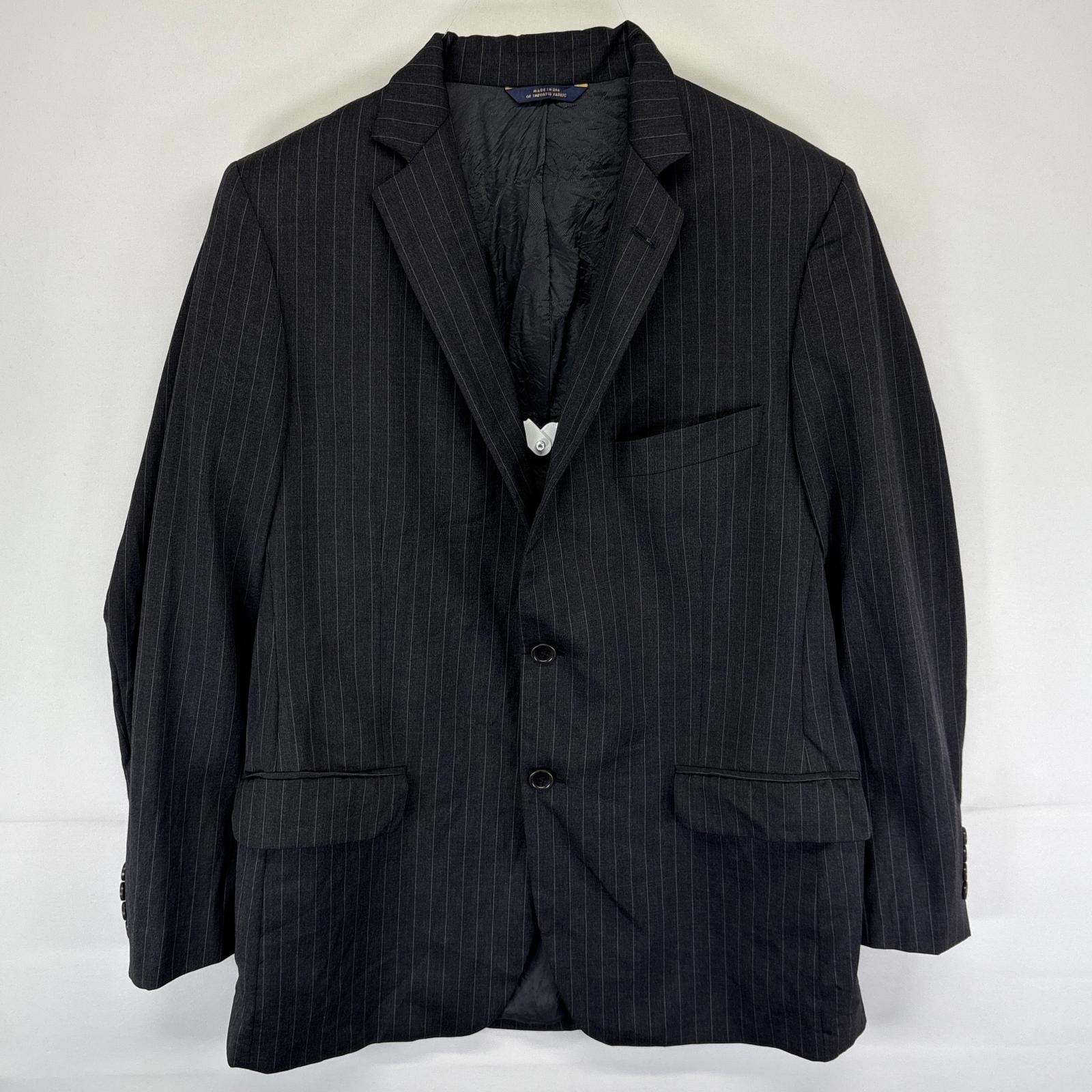 古着 ブルックスブラザーズ Brooks Brothers USA製 テーラードジャケット ブレザー スーツ ストライプ 40R  ブラック系 メンズ