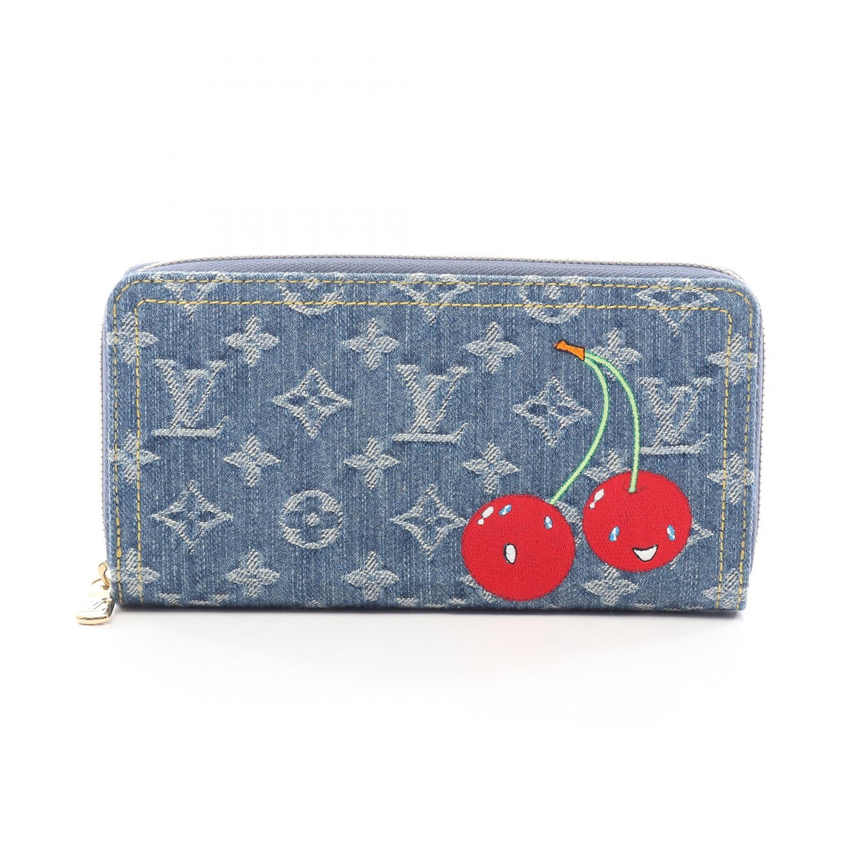 ルイ・ヴィトン LOUIS VUITTON LOUIS VUITTON × 村上隆 ジッピーウォレット モノグラムチェリーデニム ラウンド長財布 財布 デニム レディース ブルー系 M23161 【中古】