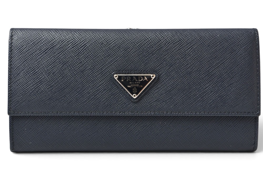 プラダ 財布/がま口/長財布 PRADA サフィアーノ トライアングル SAFFIANO TRIANG BALTICO ネイビー レディース【中古】