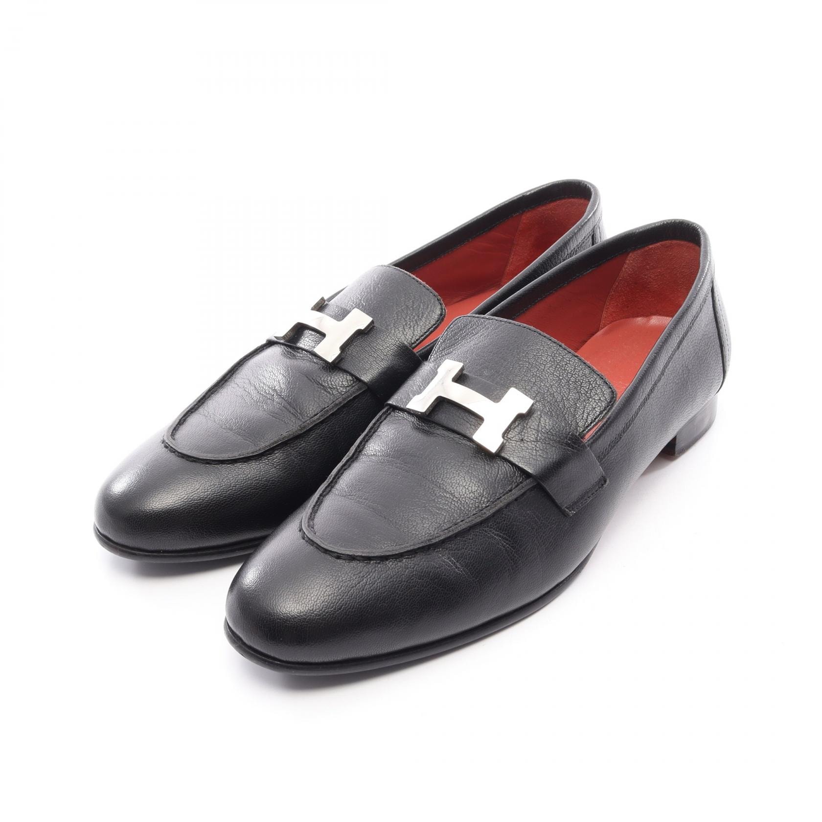 エルメス HERMES モカシン パリ ローファー 靴 レザー レディース ブラック系 【中古】