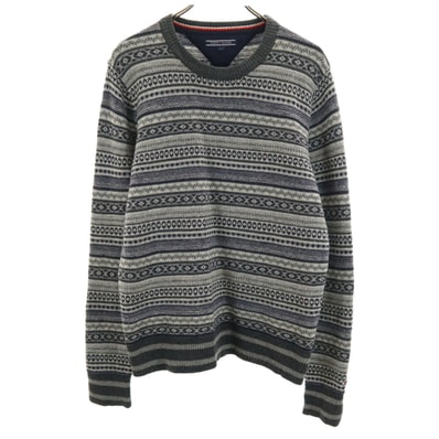 TOMMY HILFIGER トミーヒルフィガー フェアアイル柄 長袖 セーター L グレー ニット
