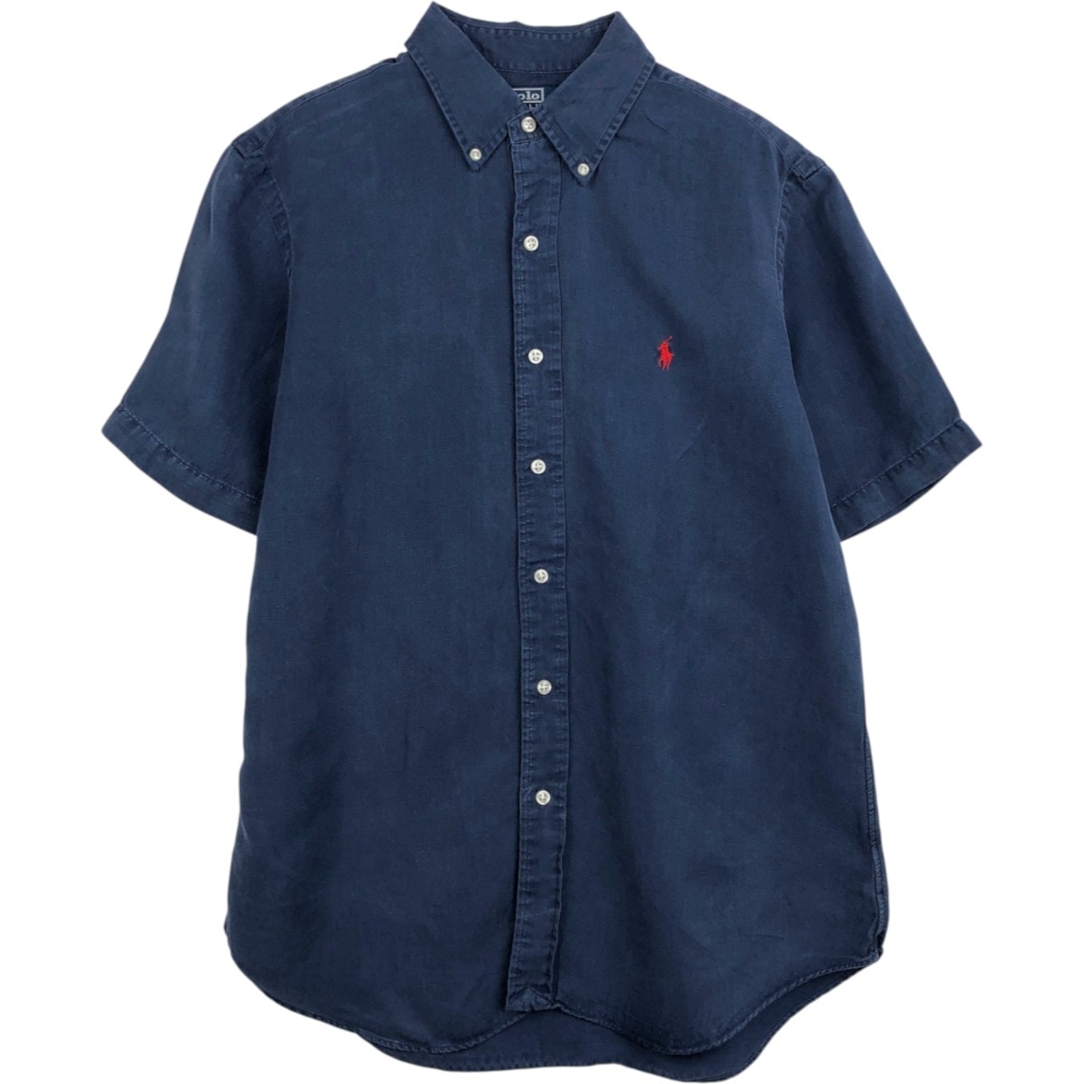 古着 ラルフローレン Ralph Lauren POLO by Ralph Lauren CUSTOM FIT 半袖 リネン ボタンダウンシャツ メンズL相当/eaa668154
