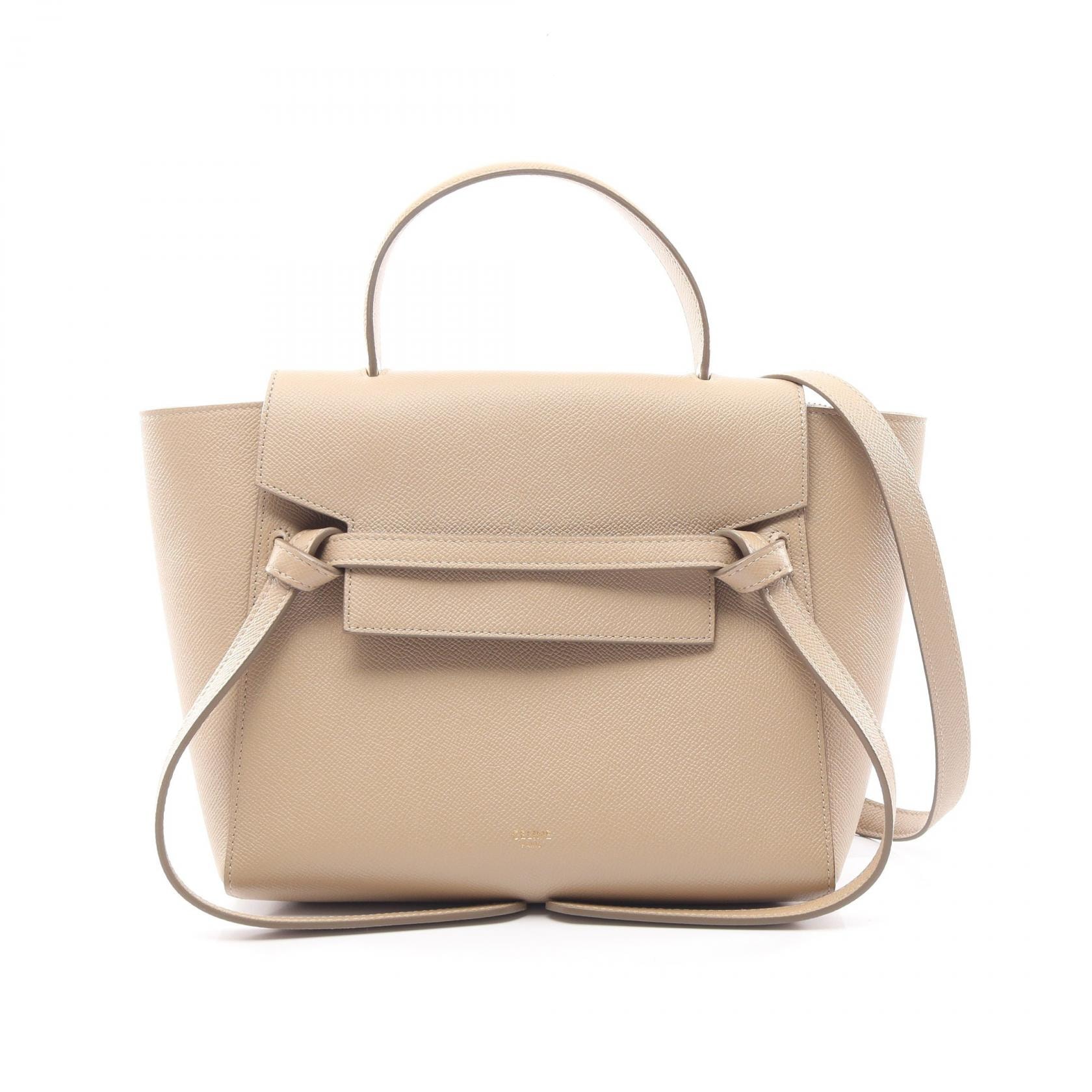セリーヌ CELINE BELT BAG MICRO ベルトバッグ マイクロ 2WAY ハンドバッグ バッグ レザー レディース ベージュ系 【中古】
