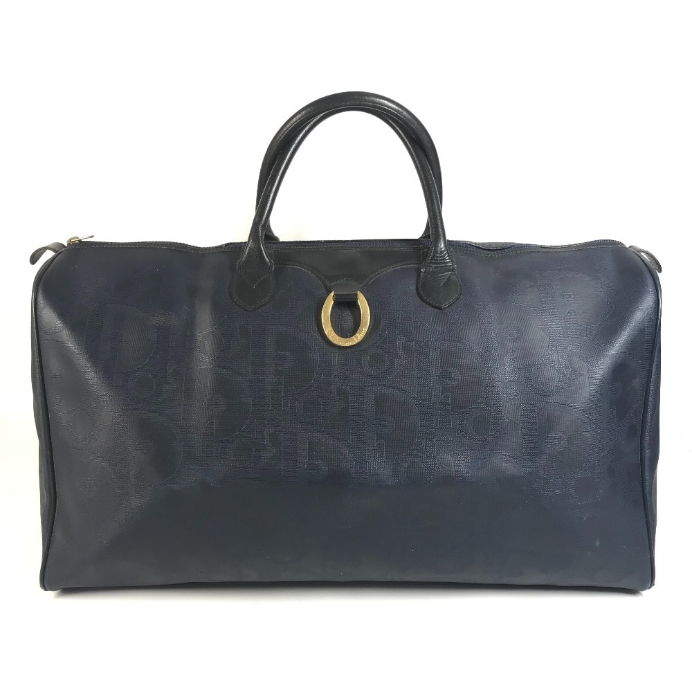 ディオール Dior トロッター ロゴ ヴィンテージ カバン ハンドバッグ 旅行バッグ トラベルバッグ ボストンバッグ PVC/レザー ネイビー