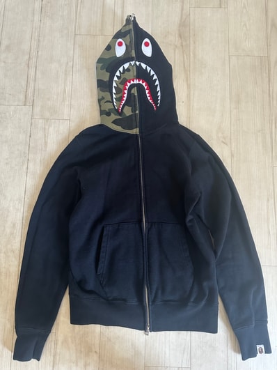 A BATHING APE Shark Full Zip Knit Hoodie "Black"