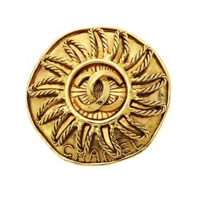 ★最終価格【6jcb0762-k】シャネル ブローチ ヴィンテージ ココマーク シャネルロゴ 丸型 サークル GPメッキ ゴールド【中古】レディース