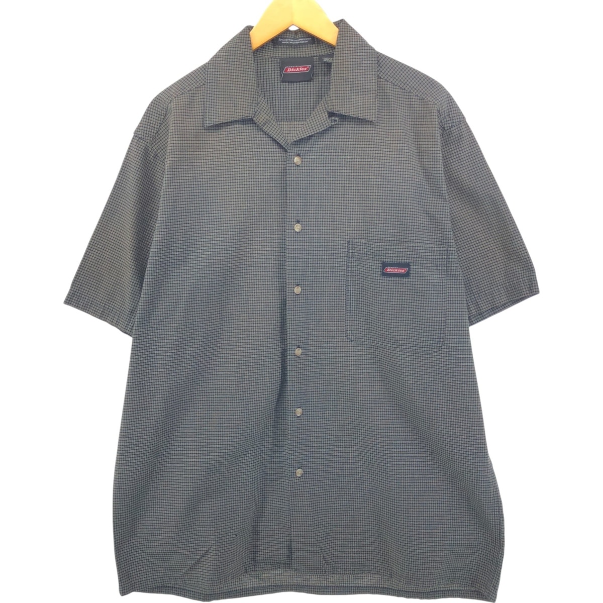 古着 ディッキーズ Dickies チェック柄 オープンカラー 半袖 ワークシャツ ボックスシャツ メンズL相当/eaa550583