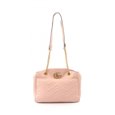 グッチ GUCCI GGマーモント ショルダーバッグ バッグ レザー レディース ピンク系 443501 【中古】