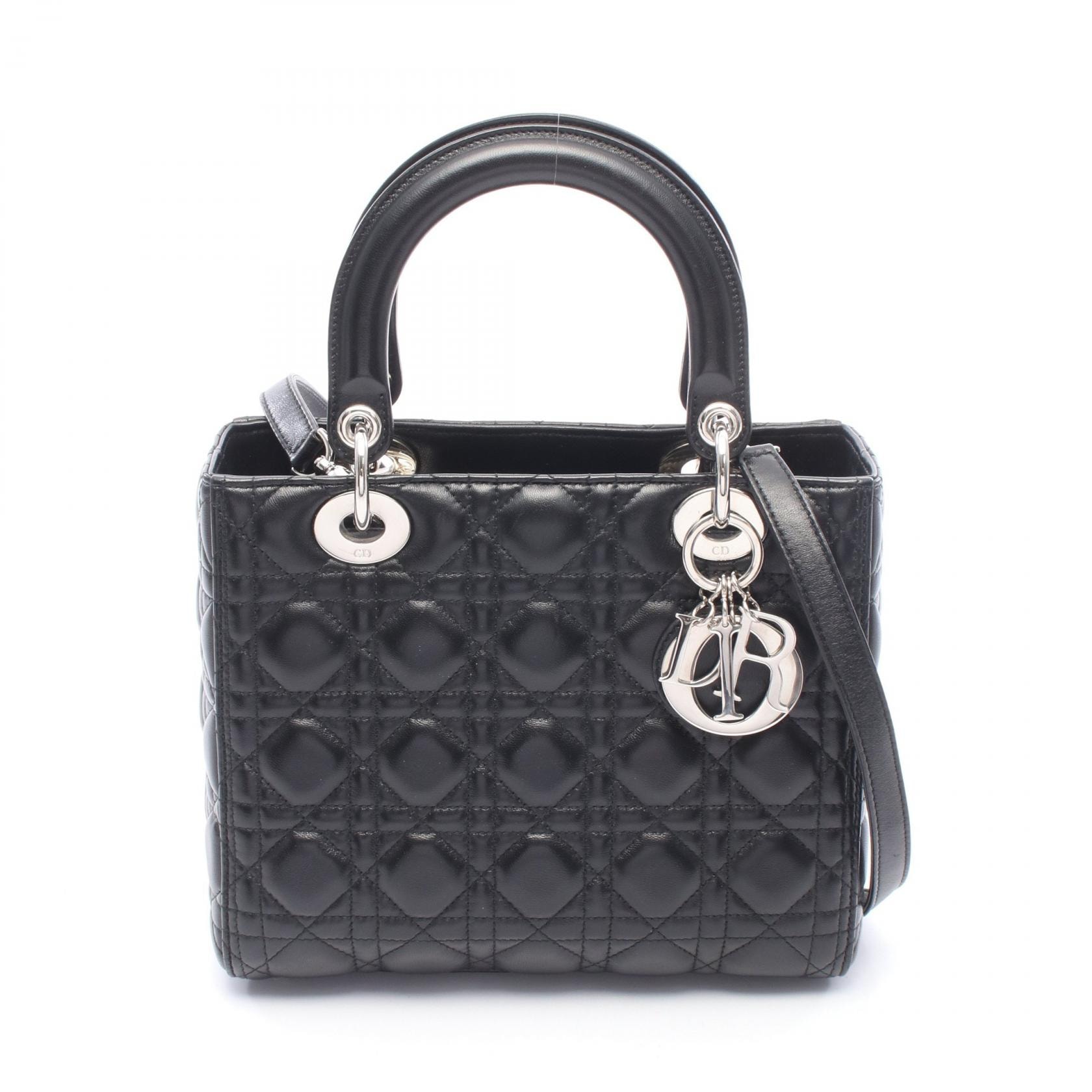 ディオール Dior LADY DIOR レディディオール 2WAY ハンドバッグ バッグ レザー レディース ブラック系 【中古】