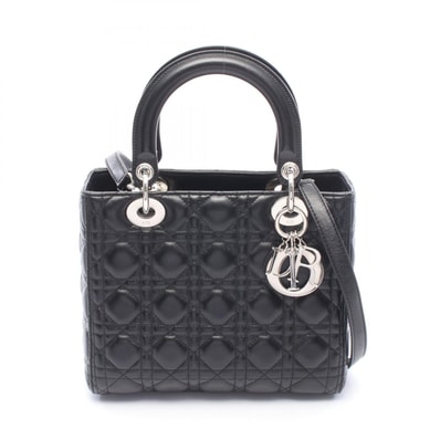ディオール Dior LADY DIOR レディディオール 2WAY ハンドバッグ バッグ レザー レディース ブラック系 【中古】