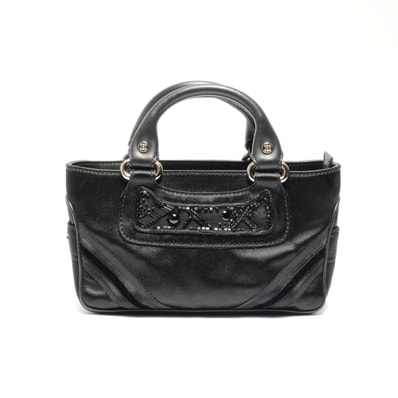 セリーヌ CELINE ミニ マイクロ ブギー サテン ハンドバッグ【中古】